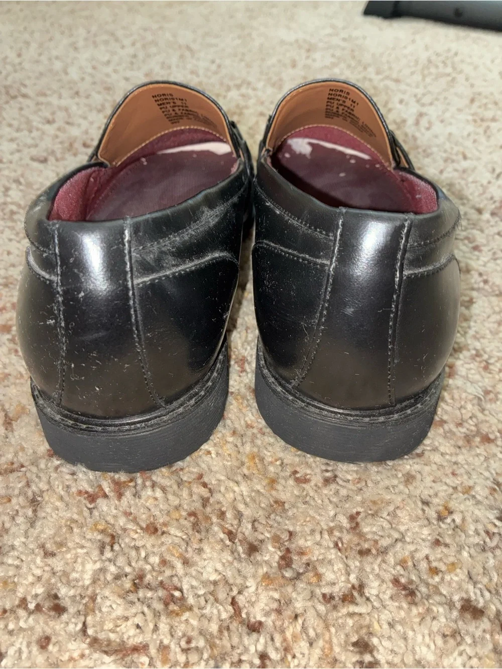 Men's Black Leather Slip-On Dress Loafers